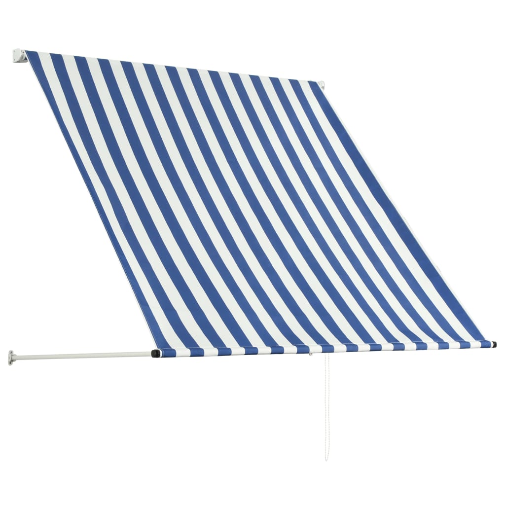 vidaXL Copertină retractabilă, albastru și alb, 100 x 150 cm vidaXL Copertină retractabilă, albastru și alb, 100 x 150 cm
