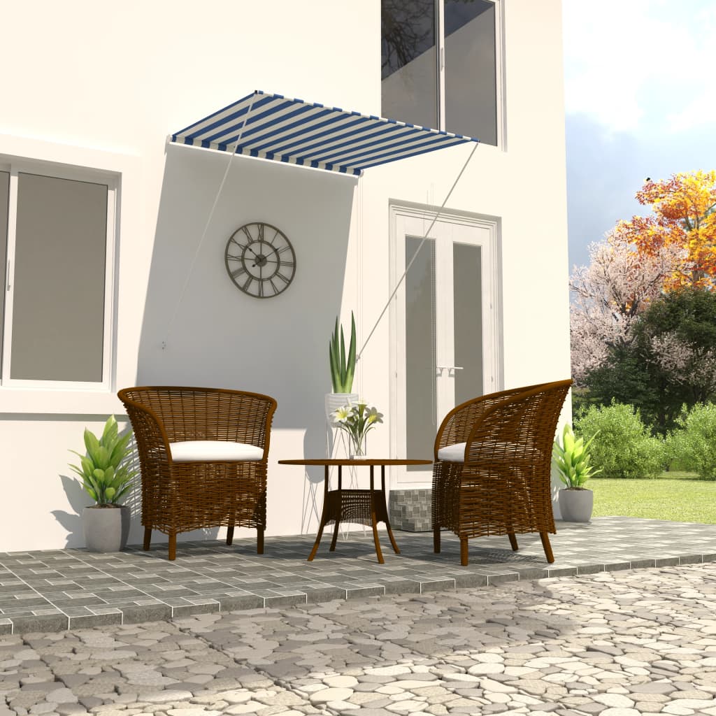 vidaXL Copertină retractabilă, albastru și alb, 100 x 150 cm vidaXL Copertină retractabilă, albastru și alb, 100 x 150 cm