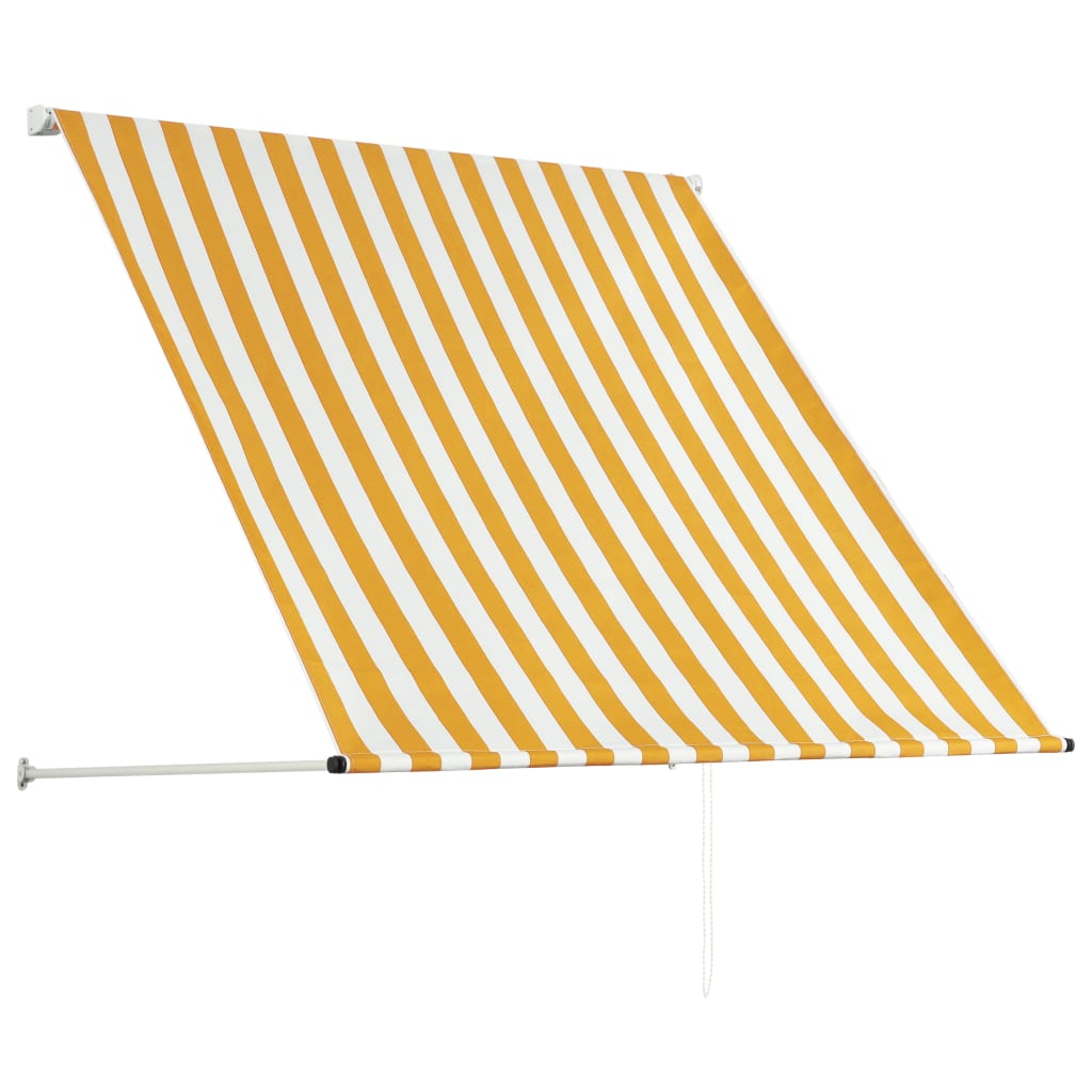 vidaXL Copertină retractabilă, galben și alb, 100 x 150 cm