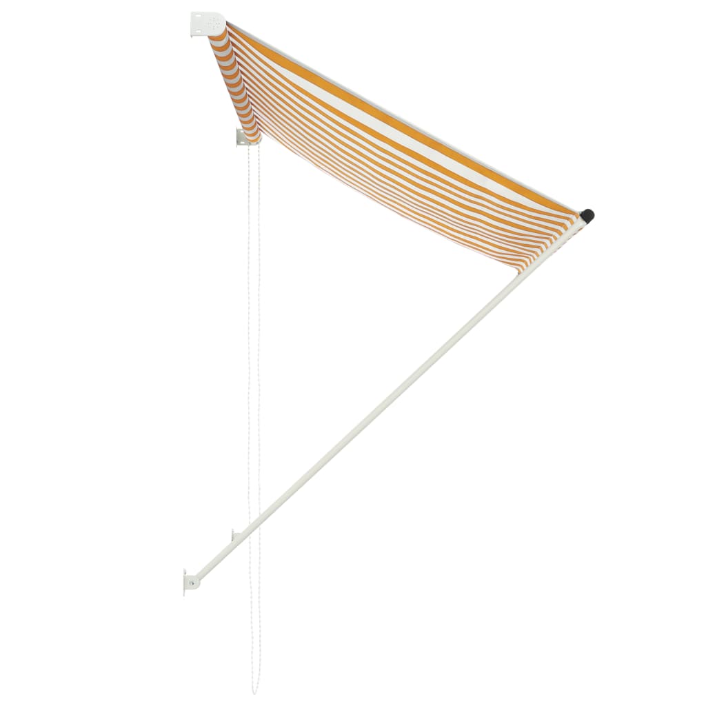 vidaXL Copertină retractabilă, galben și alb, 100 x 150 cm