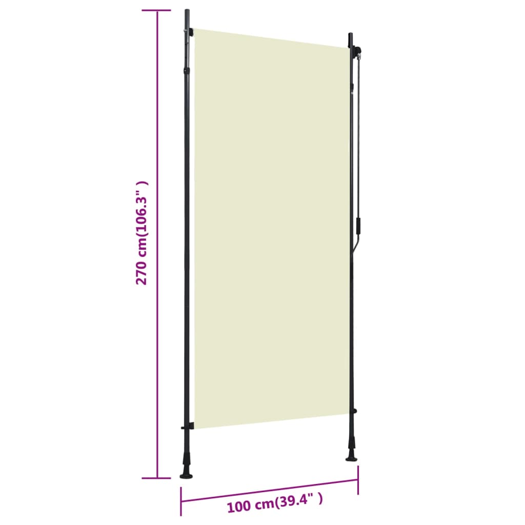 vidaXL Jaluzea tip rulou de exterior, crem, 100 x 270 cm