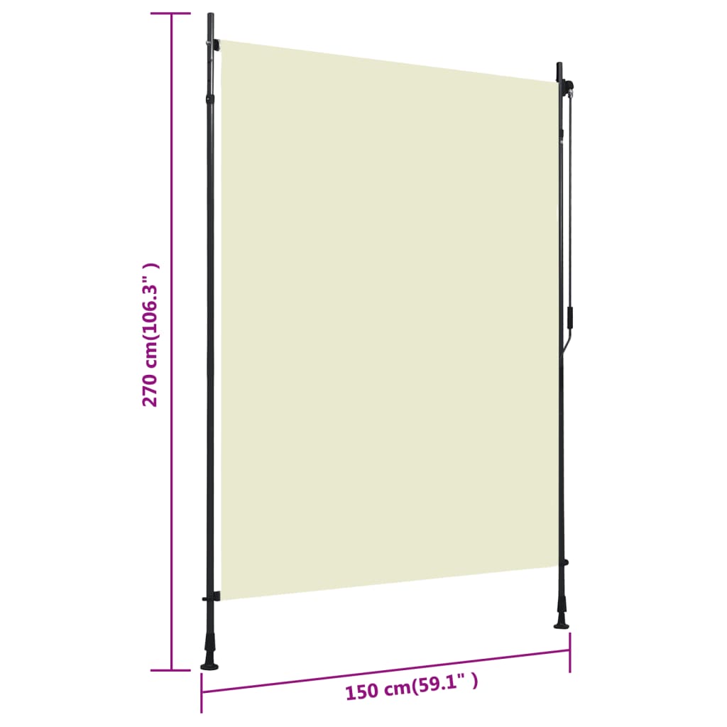vidaXL Jaluzea tip rulou de exterior, crem, 150 x 270 cm