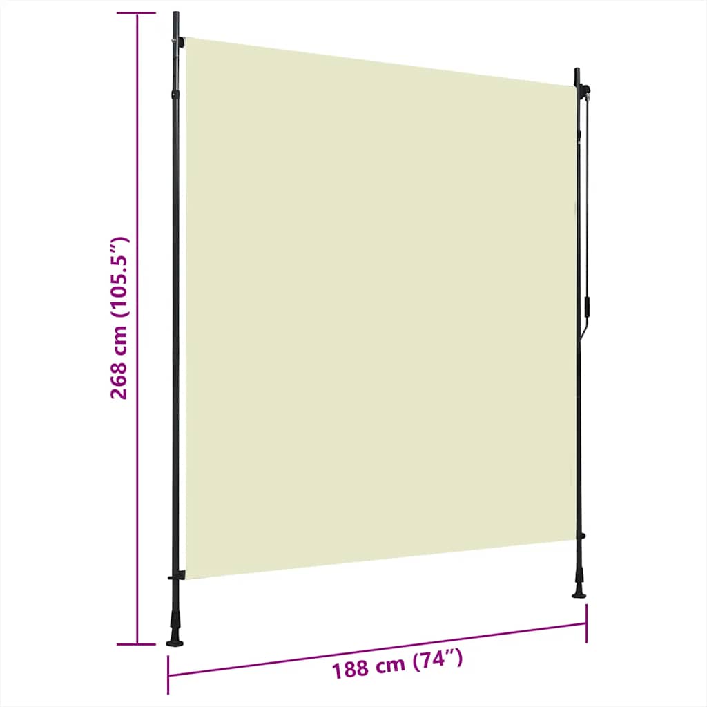 vidaXL Jaluzea tip rulou de exterior, crem, 200 x 270 cm
