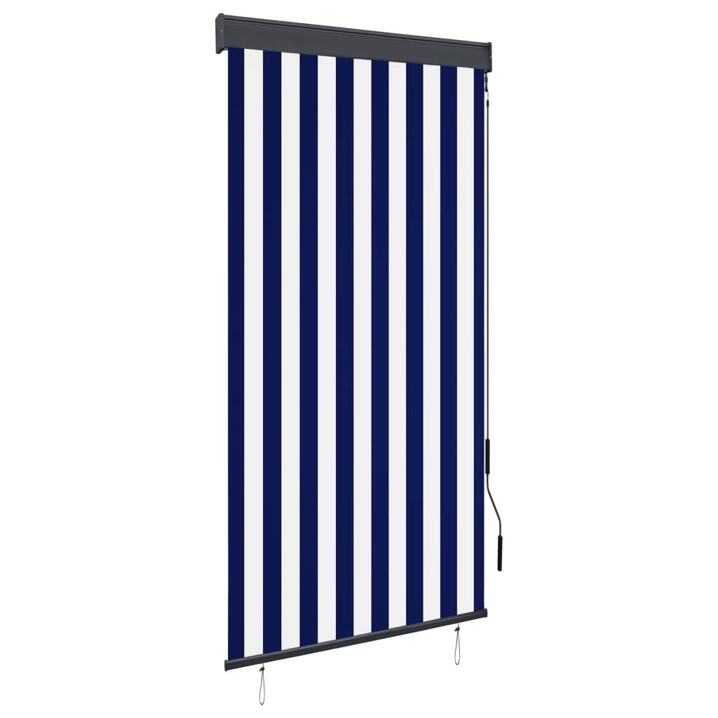 vidaXL Jaluzea tip rulou de exterior, albastru și alb, 80 x 250 cm vidaXL Jaluzea tip rulou de exterior, albastru și alb, 80 x 250 cm