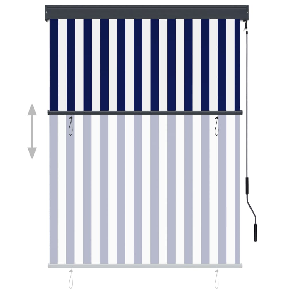 vidaXL Jaluzea tip rulou de exterior, albastru și alb, 120 x 250 cm vidaXL Jaluzea tip rulou de exterior, albastru și alb, 120 x 250 cm