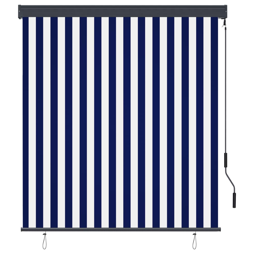 vidaXL Jaluzea tip rulou de exterior, albastru și alb, 140 x 250 cm vidaXL Jaluzea tip rulou de exterior, albastru și alb, 140 x 250 cm