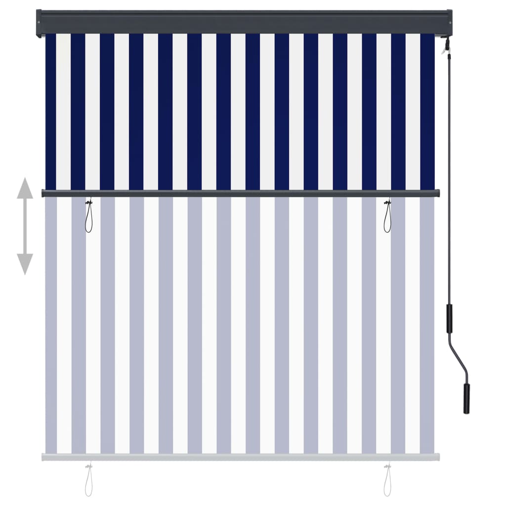 vidaXL Jaluzea tip rulou de exterior, albastru și alb, 140 x 250 cm vidaXL Jaluzea tip rulou de exterior, albastru și alb, 140 x 250 cm