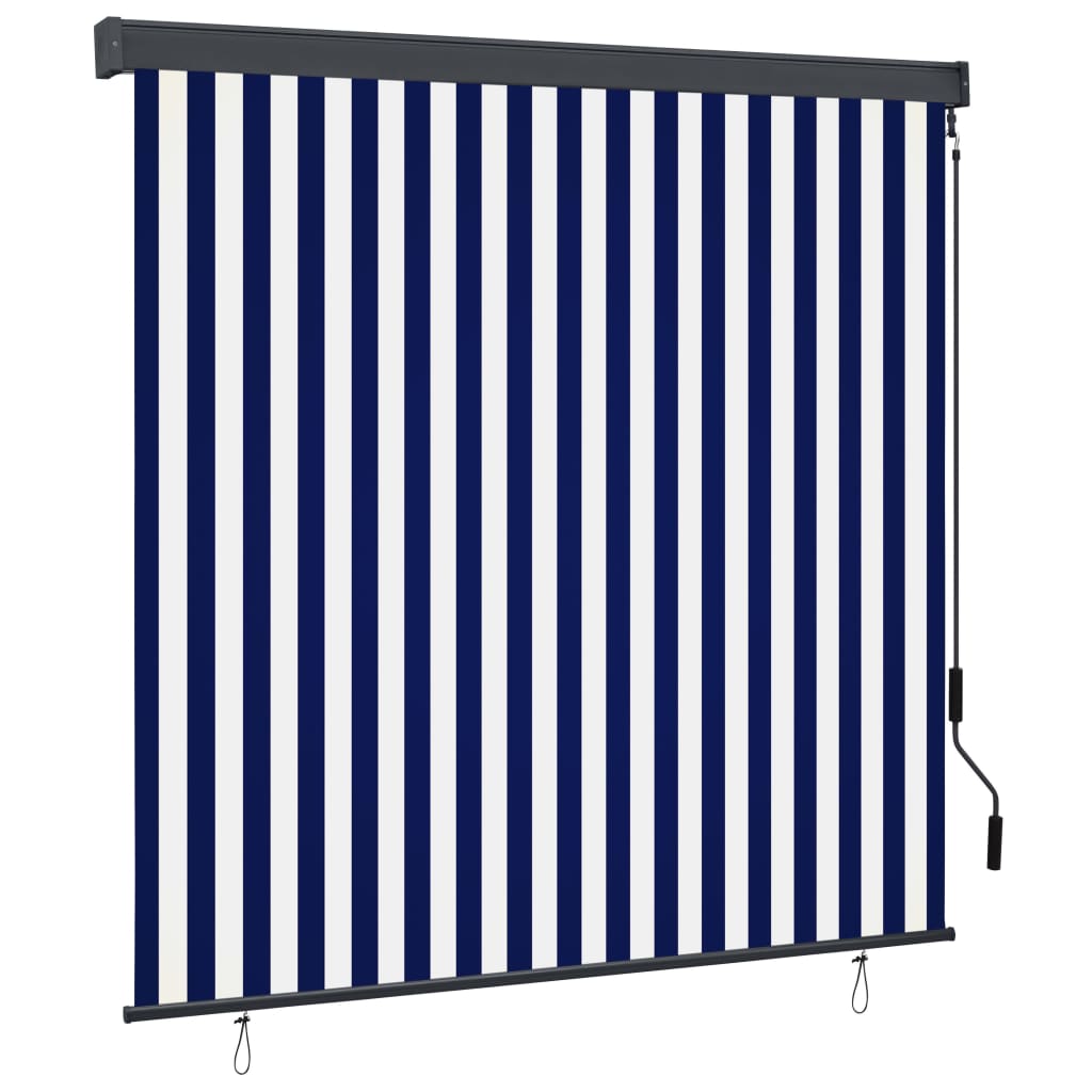 vidaXL Jaluzea tip rulou de exterior, albastru și alb, 160 x 250 cm vidaXL Jaluzea tip rulou de exterior, albastru și alb, 160 x 250 cm