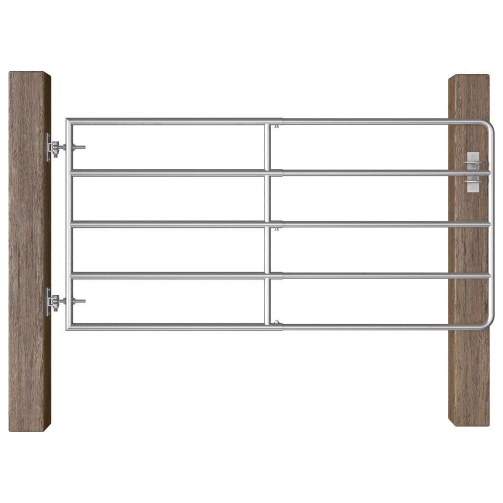 vidaXL Poartă de câmp cu 5 bare, argintiu, (95-170) x 90 cm, oțel vidaXL Poartă de câmp cu 5 bare, argintiu, (95-170) x 90 cm, oțel