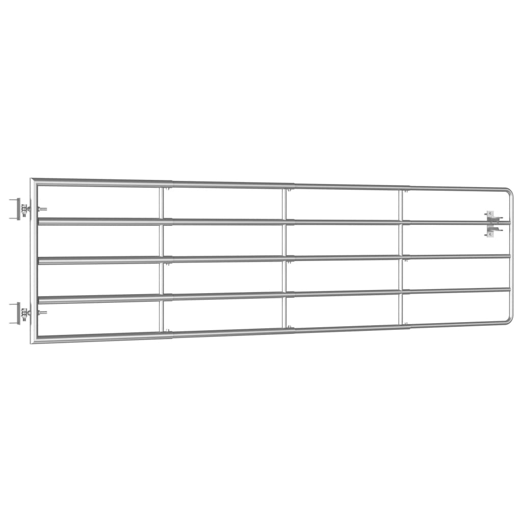 vidaXL Poartă de câmp cu 5 bare, argintiu, (115-300) x 90 cm, oțel vidaXL Poartă de câmp cu 5 bare, argintiu, (115-300) x 90 cm, oțel