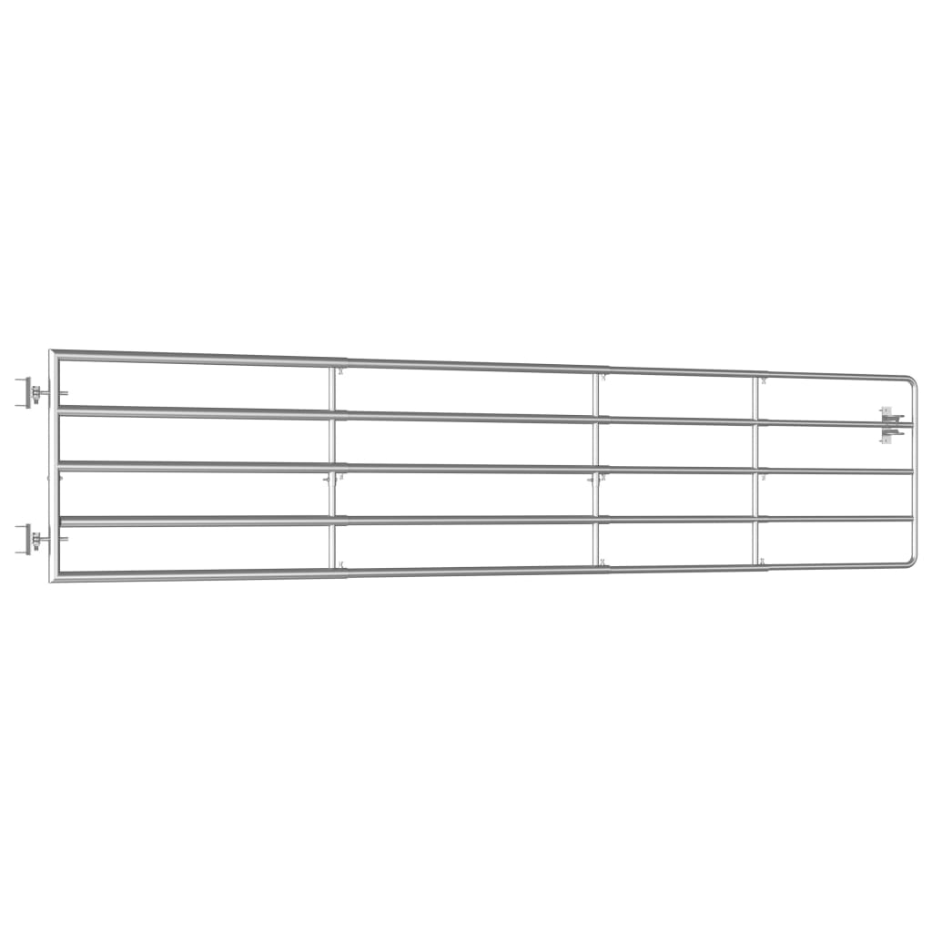 vidaXL Poartă de câmp cu 5 bare, argintiu, (150-400) x 90 cm, oțel vidaXL Poartă de câmp cu 5 bare, argintiu, (150-400) x 90 cm, oțel