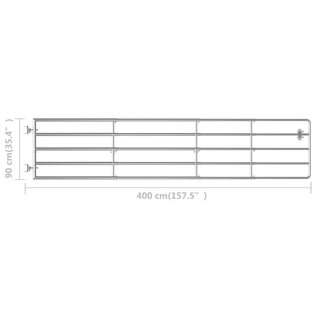 vidaXL Poartă de câmp cu 5 bare, argintiu, (150-400) x 90 cm, oțel vidaXL Poartă de câmp cu 5 bare, argintiu, (150-400) x 90 cm, oțel