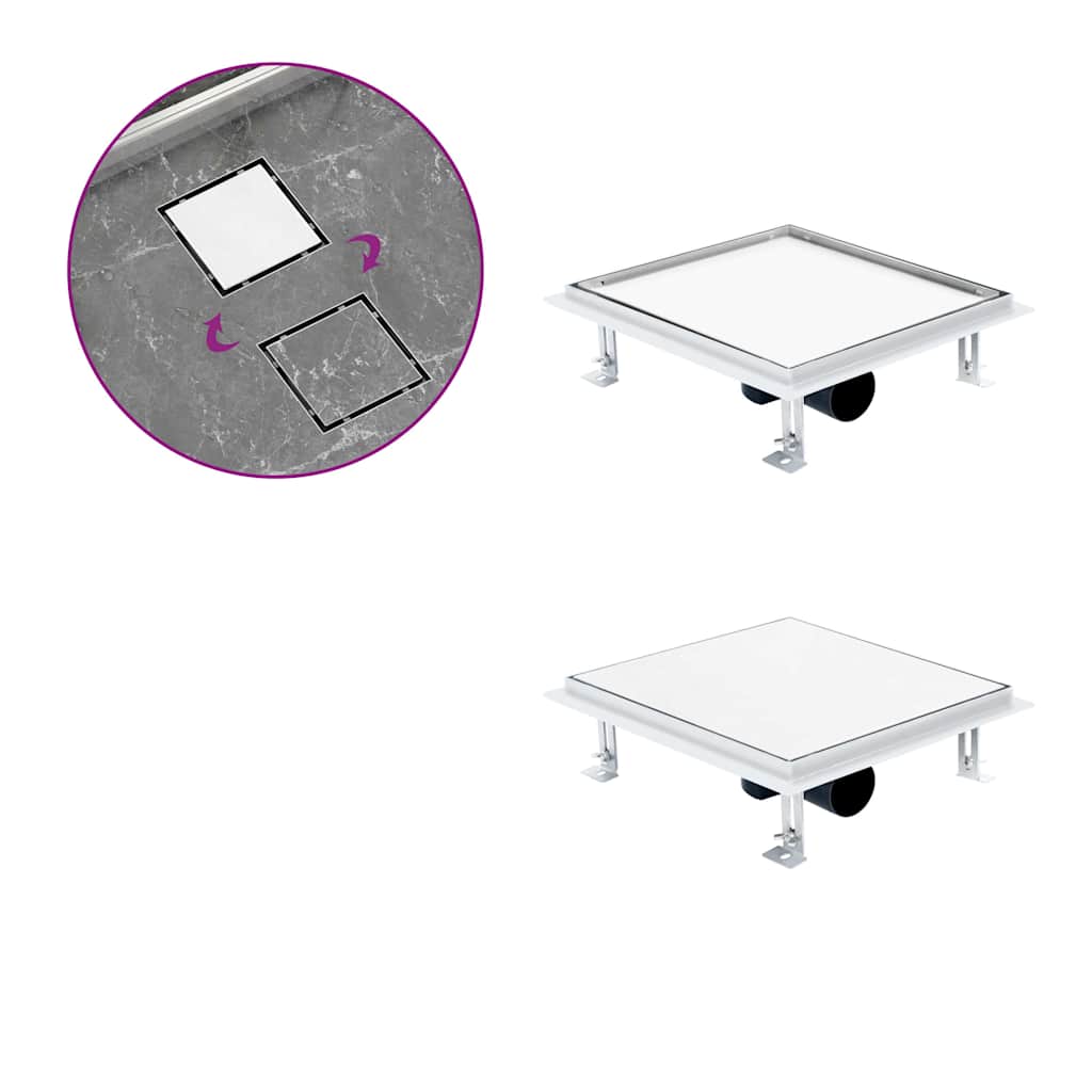 vidaXL Rigolă de duș capac plat gresie 2-în-1 28x28 cm oțel inoxidabil vidaXL Rigolă de duș capac plat gresie 2-în-1 28x28 cm oțel inoxidabil