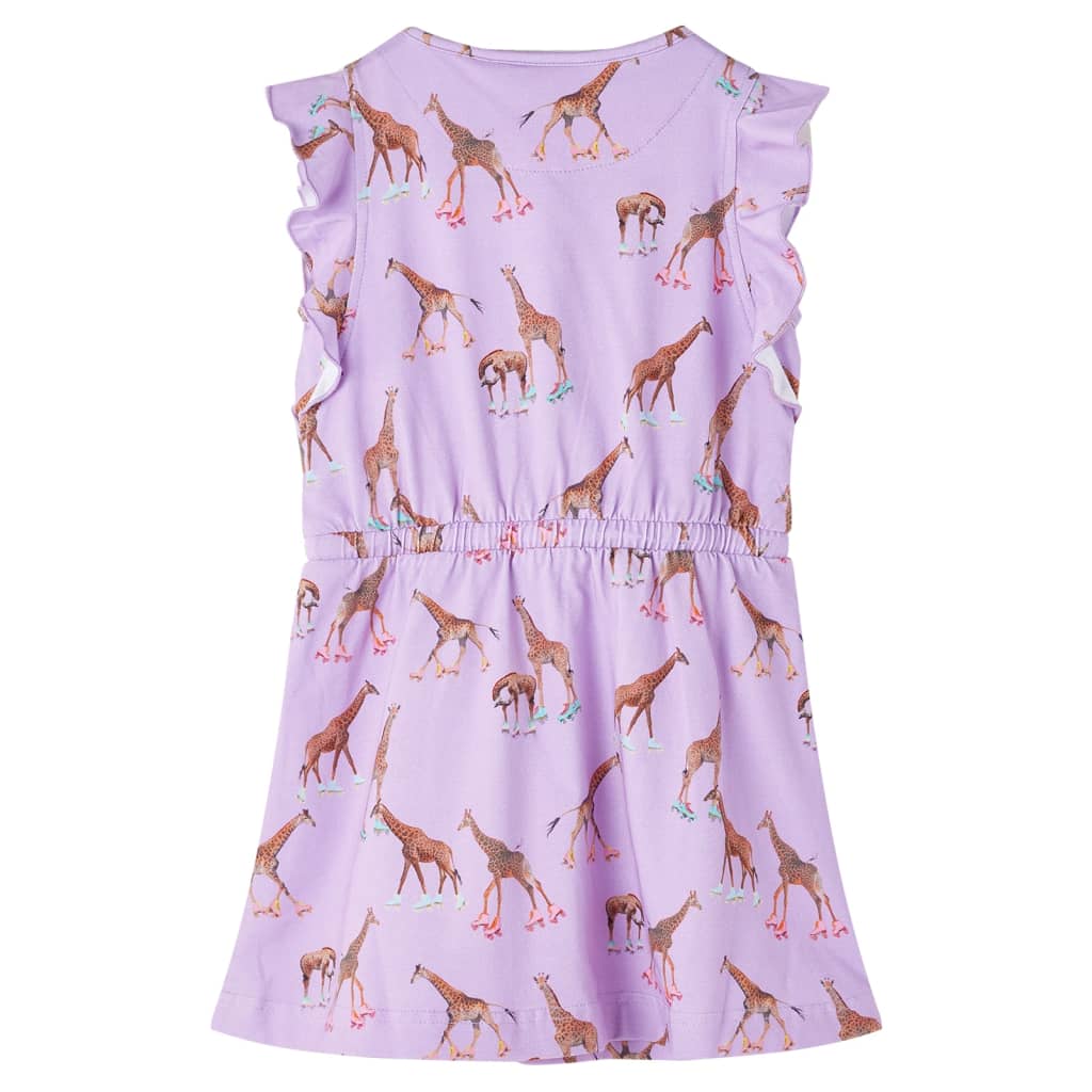Rochie de copii, mâneci cu volane șnur talie, lila 128