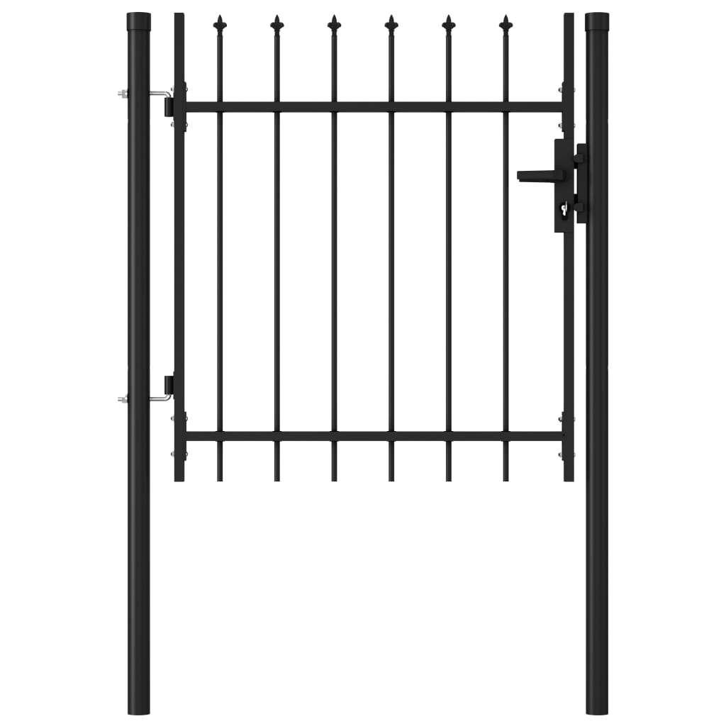 vidaXL Poartă de gard cu o ușă, vârf ascuțit, negru, 1 x 1 m, oțel vidaXL Poartă de gard cu o ușă, vârf ascuțit, negru, 1 x 1 m, oțel