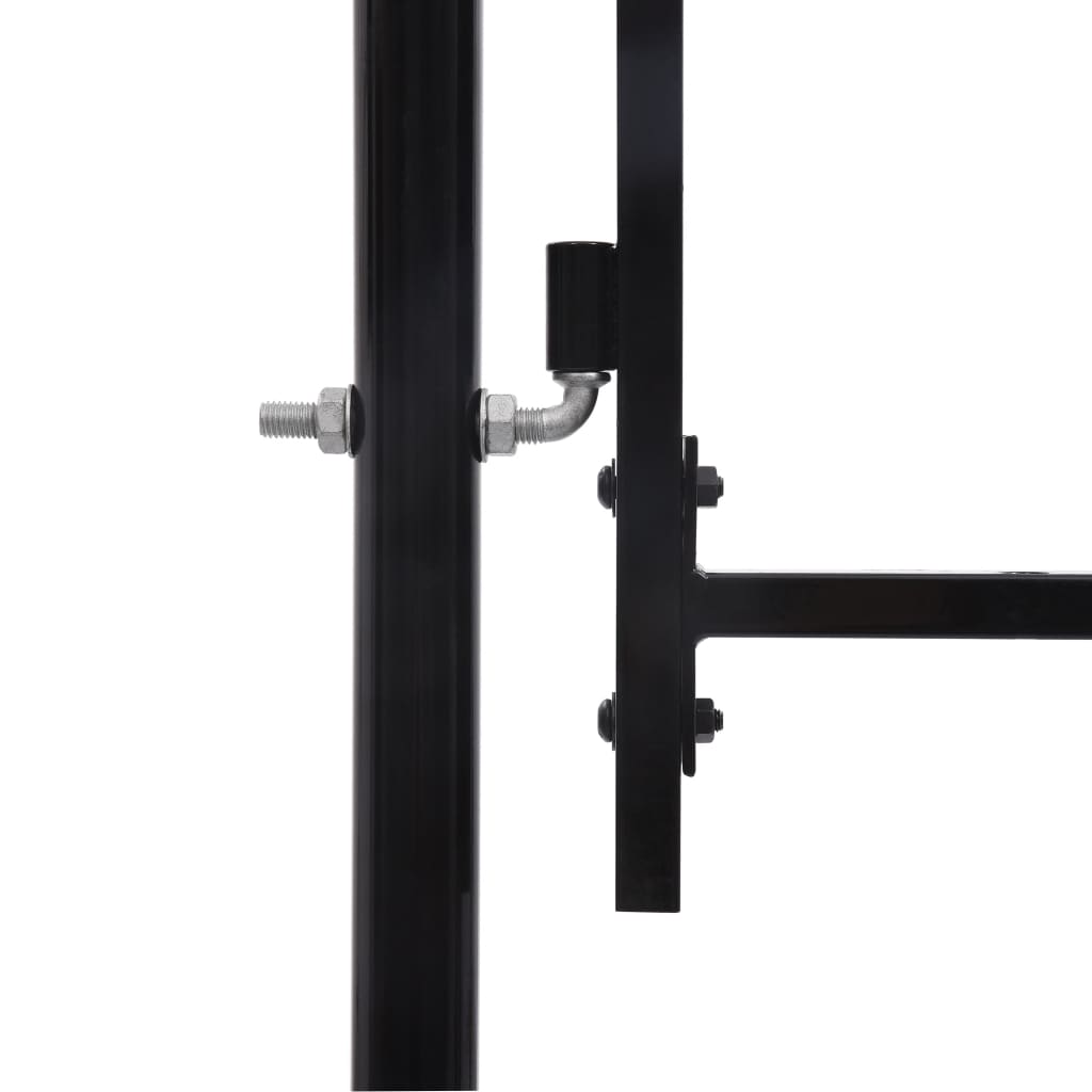 vidaXL Poartă de gard cu o ușă, vârf ascuțit, negru, 1 x 1,5 m, oțel vidaXL Poartă de gard cu o ușă, vârf ascuțit, negru, 1 x 1,5 m, oțel