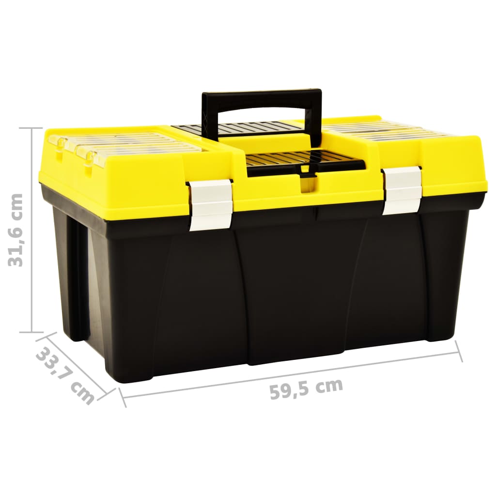 vidaXL Cutie de scule, galben, 595x337x316 mm, plastic vidaXL Cutie de scule, galben, 595x337x316 mm, plastic
