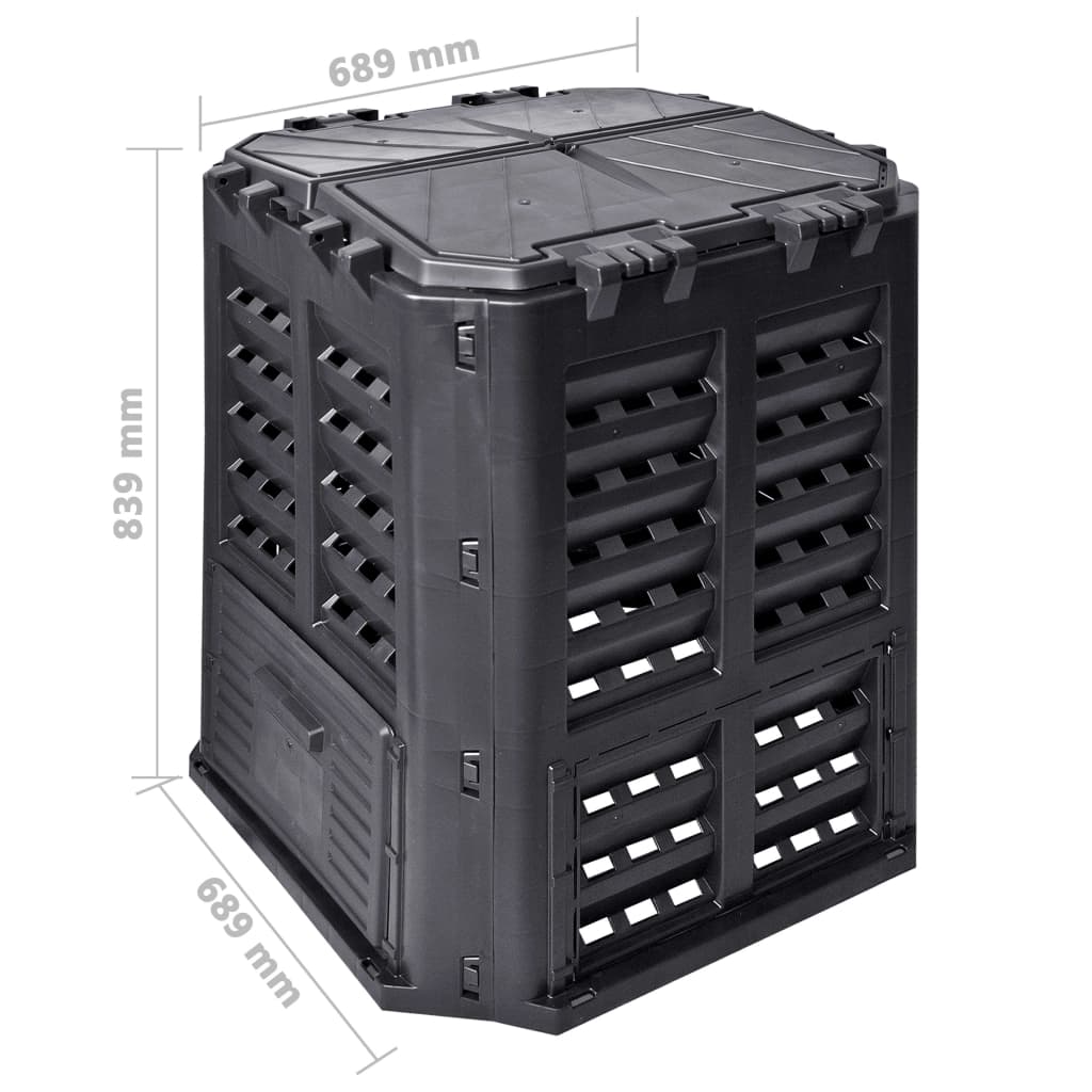 vidaXL Compostor de grădină, negru, 68,9x68,9x83,9 cm, 360 L vidaXL Compostor de grădină, negru, 68,9x68,9x83,9 cm, 360 L