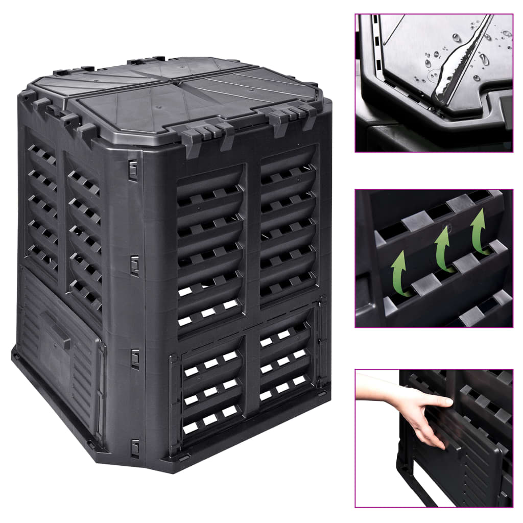 vidaXL Compostor de grădină, negru, 68,9x68,9x83,9 cm, 360 L vidaXL Compostor de grădină, negru, 68,9x68,9x83,9 cm, 360 L