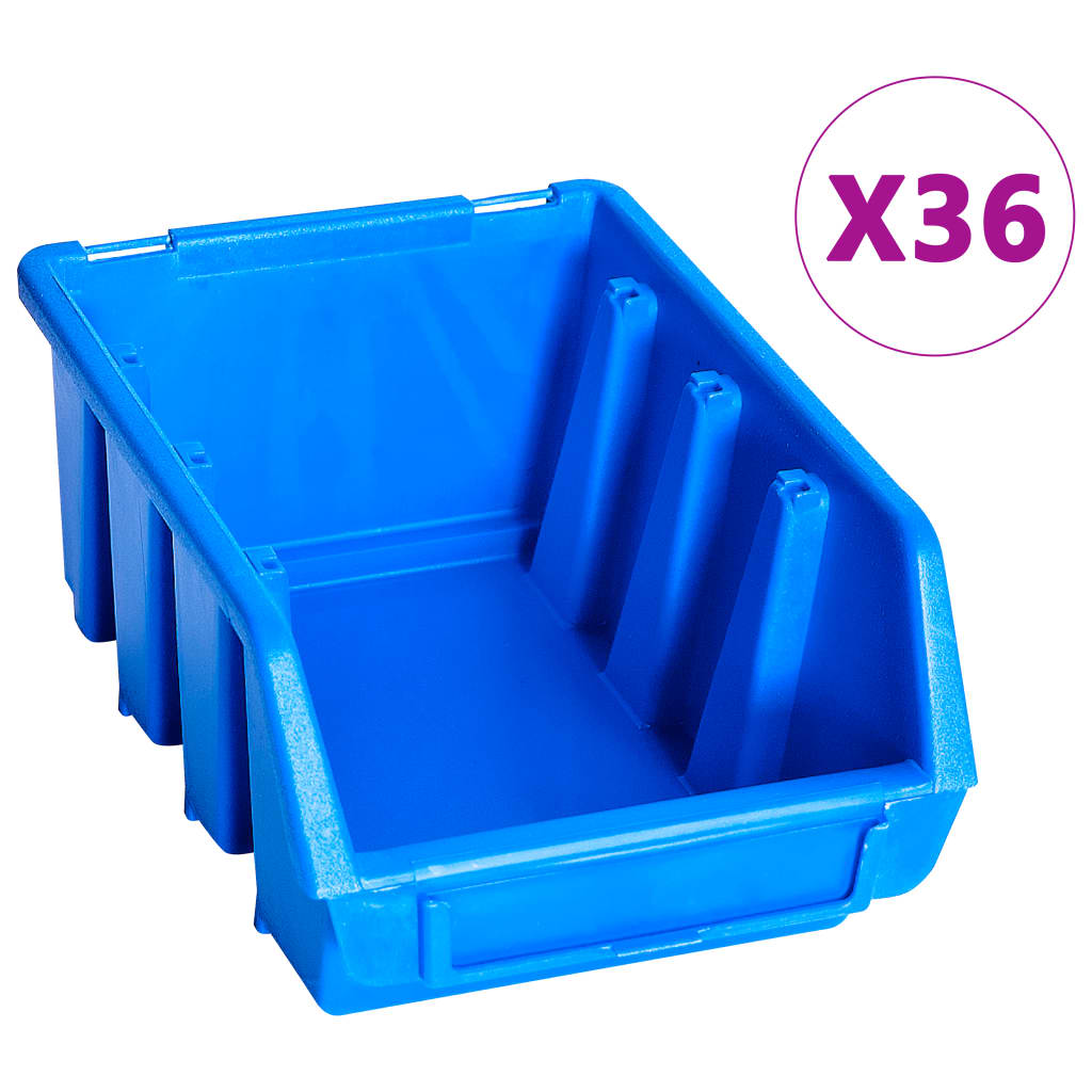 vidaXL Set coșuri de depozitare 96 piese cu panouri de perete albastru