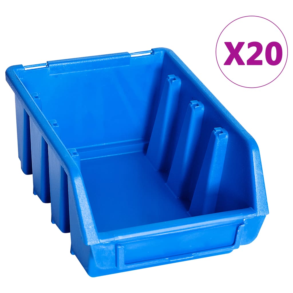 vidaXL Cutii de depozitare stivuibile, 20 buc., albastru, plastic vidaXL Cutii de depozitare stivuibile, 20 buc., albastru, plastic