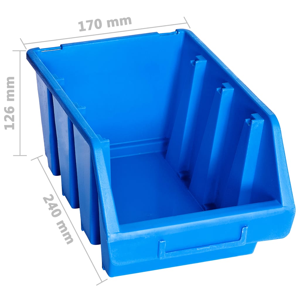 vidaXL Cutii de depozitare stivuibile, 20 buc., albastru, plastic