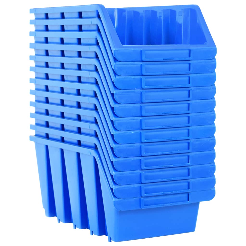 vidaXL Cutii de depozitare stivuibile, 14 buc., albastru, plastic vidaXL Cutii de depozitare stivuibile, 14 buc., albastru, plastic
