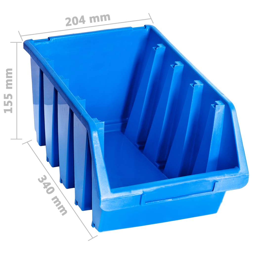 vidaXL Cutii de depozitare stivuibile, 14 buc., albastru, plastic vidaXL Cutii de depozitare stivuibile, 14 buc., albastru, plastic