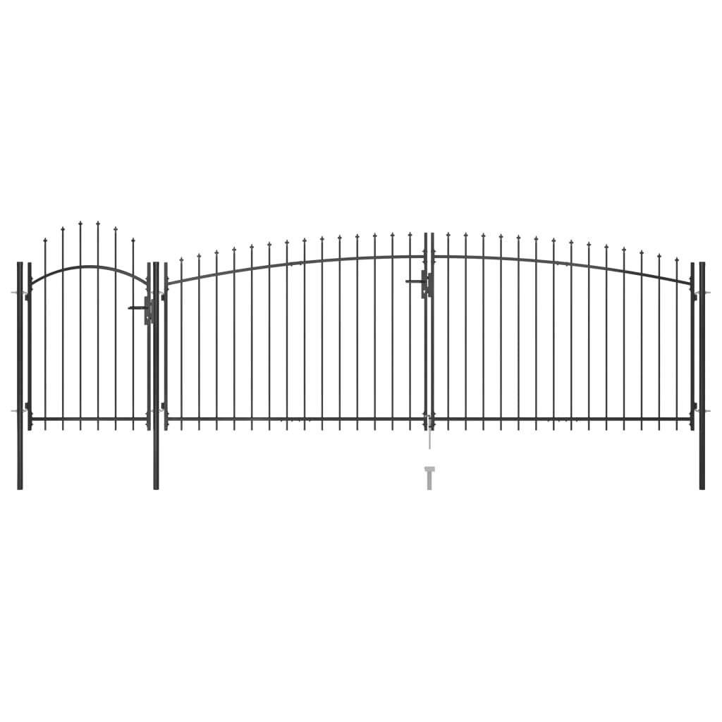 vidaXL Poartă gard pentru grădină cu vârf suliță, negru, 5 x 2 m vidaXL Poartă gard pentru grădină cu vârf suliță, negru, 5 x 2 m
