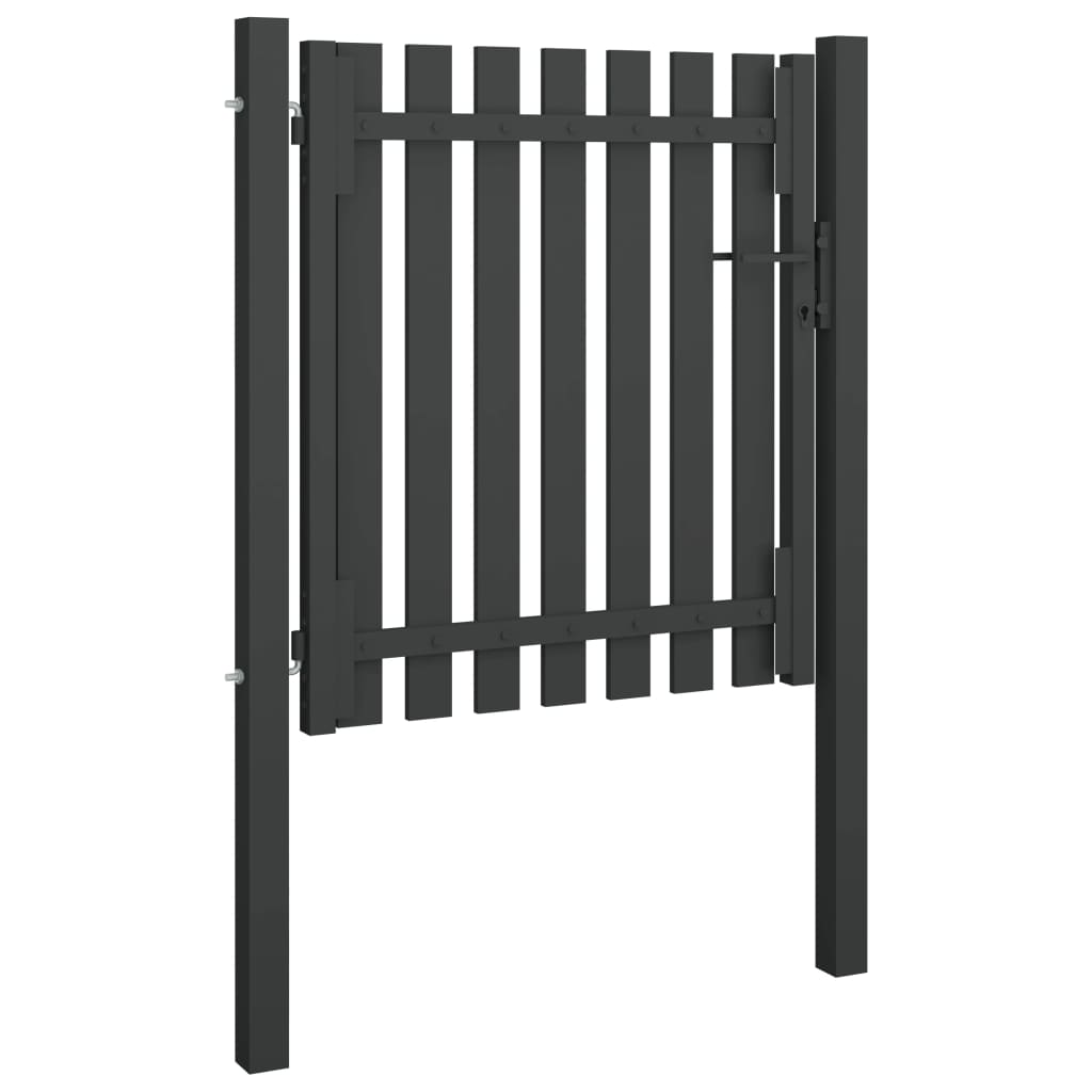 vidaXL Poartă de gard grădină, antracit, 1 x 1,25 m, oțel vidaXL Poartă de gard grădină, antracit, 1 x 1,25 m, oțel