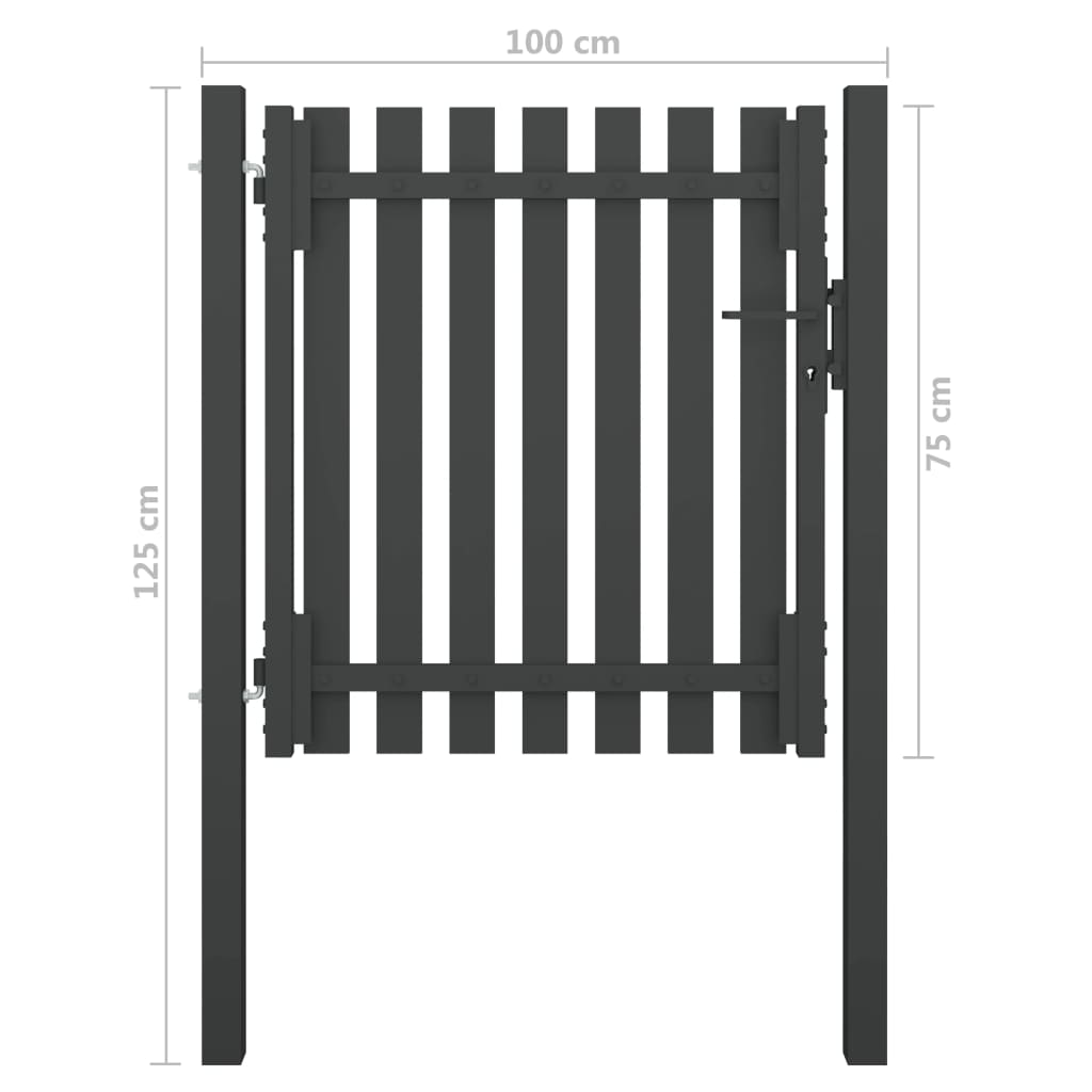 vidaXL Poartă de gard grădină, antracit, 1 x 1,25 m, oțel vidaXL Poartă de gard grădină, antracit, 1 x 1,25 m, oțel