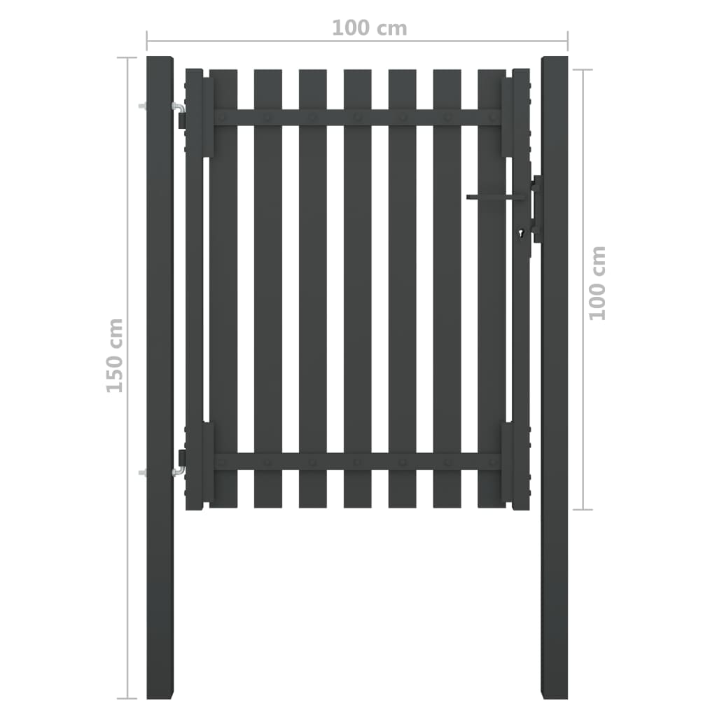 vidaXL Poartă de gard grădină, antracit, 1 x 1,5 m, oțel