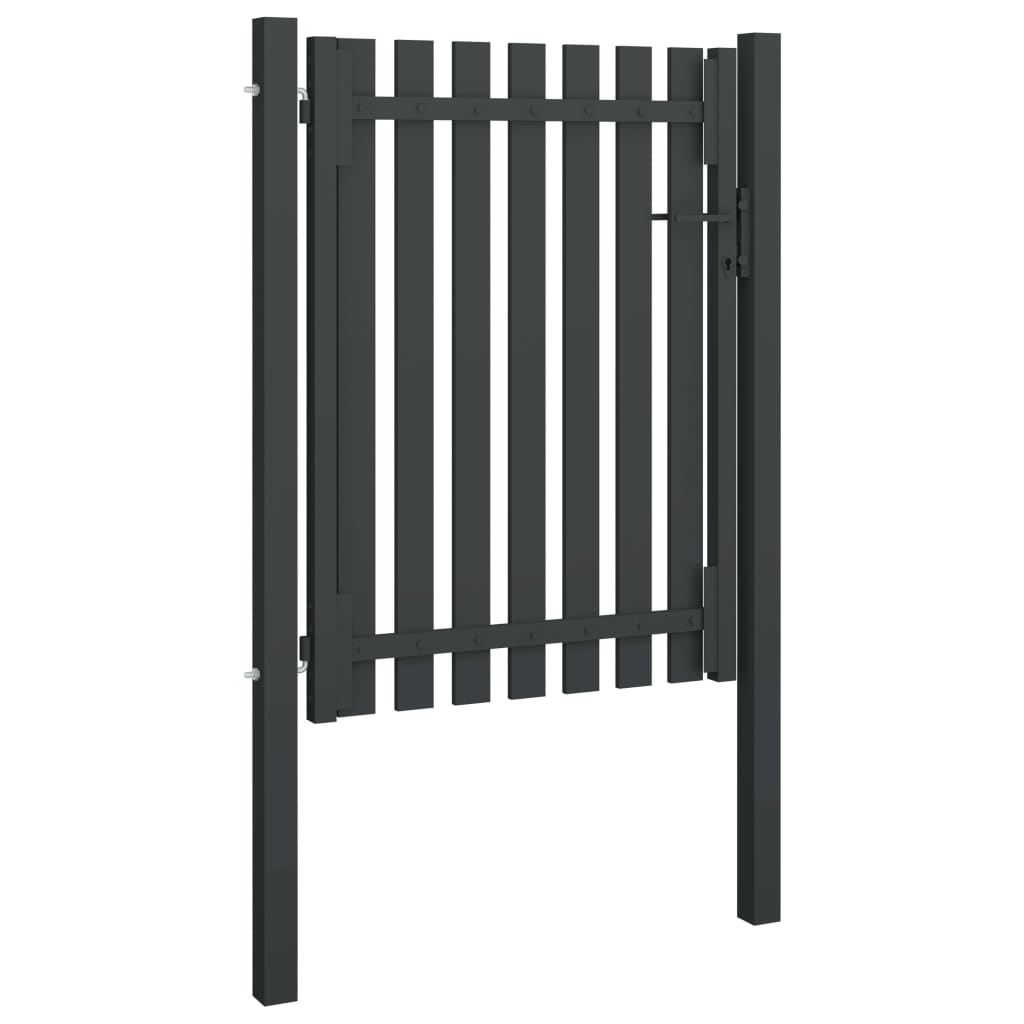 vidaXL Poartă de gard grădină, antracit, 1 x 1,7 m, oțel