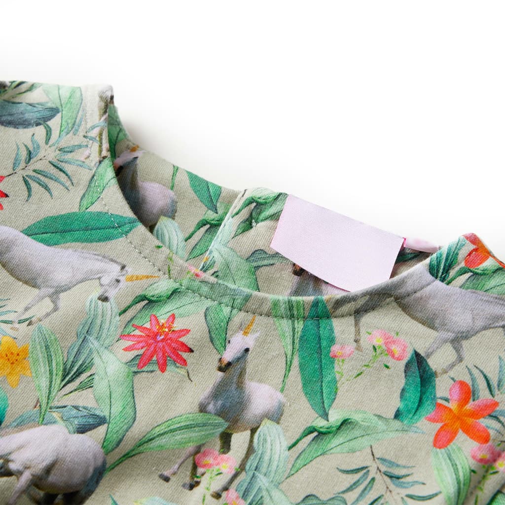 Rochie copii cu mâneci largi kaki deschis 104