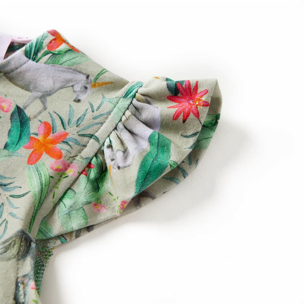 Rochie copii cu mâneci largi kaki deschis 104