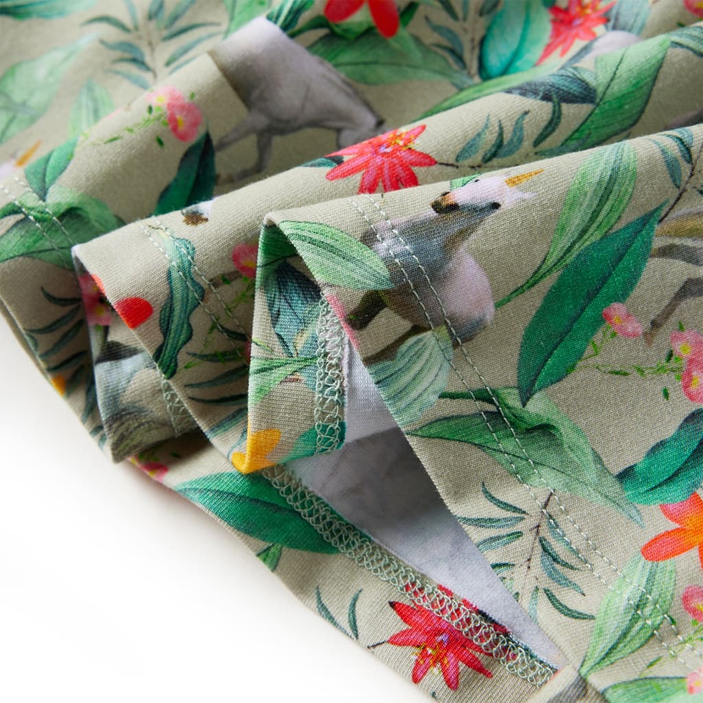 Rochie copii cu mâneci largi kaki deschis 104