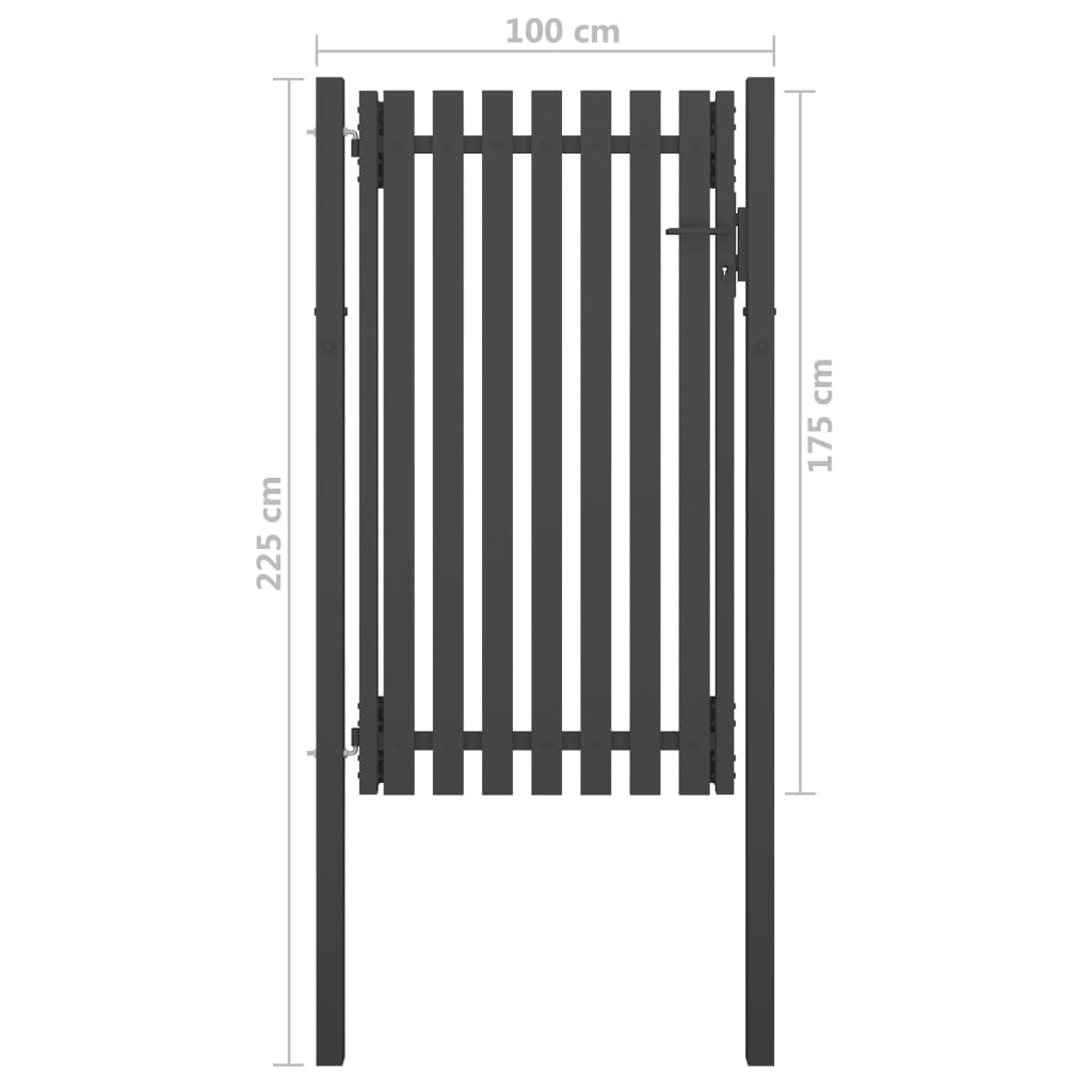 vidaXL Poartă de gard grădină, antracit, 1 x 2,25 m, oțel vidaXL Poartă de gard grădină, antracit, 1 x 2,25 m, oțel