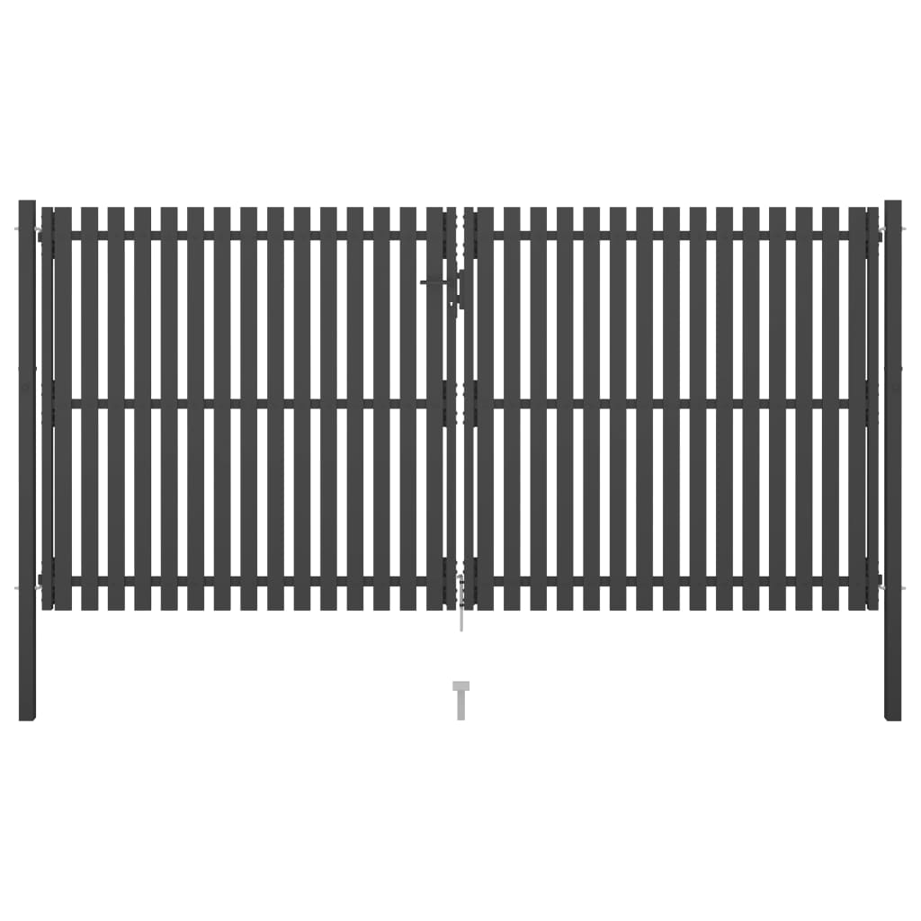 vidaXL Poartă de gard grădină, antracit, 4 x 2,25 m, oțel