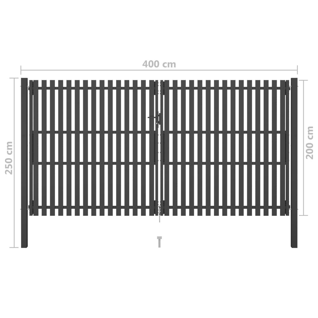vidaXL Poartă de gard grădină, antracit, 4 x 2,5 m, oțel vidaXL Poartă de gard grădină, antracit, 4 x 2,5 m, oțel