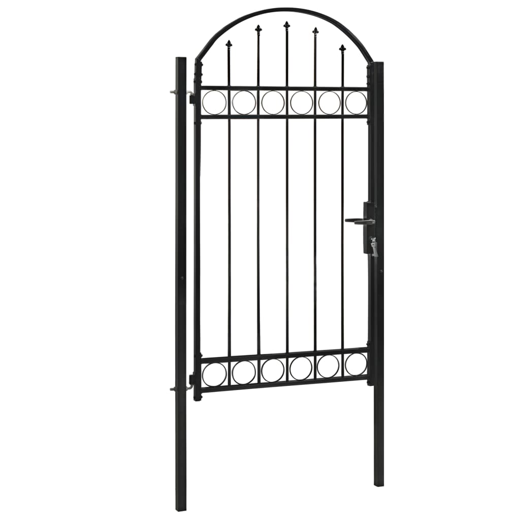 vidaXL Poartă de gard cu arcadă, negru, 100 x 250 cm, oțel vidaXL Poartă de gard cu arcadă, negru, 100 x 250 cm, oțel