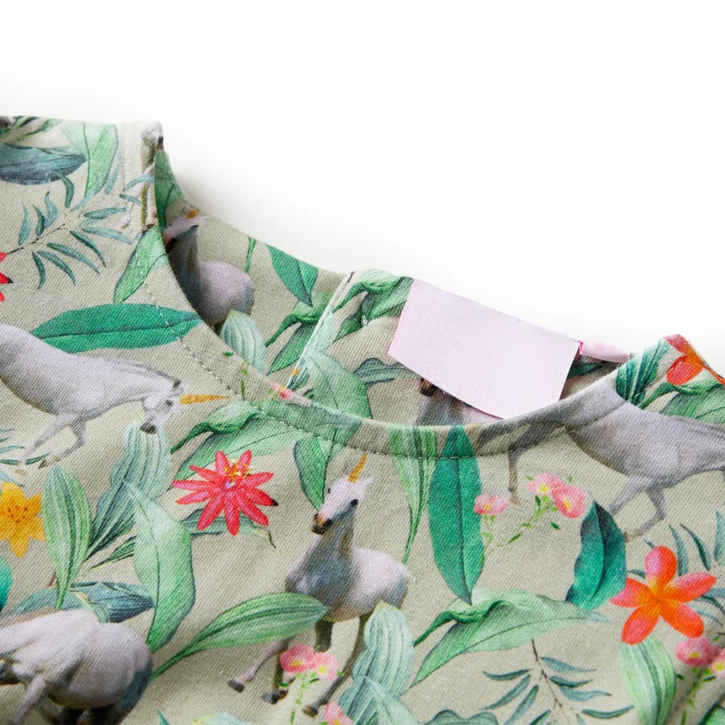 Rochie copii cu mâneci largi kaki deschis 116
