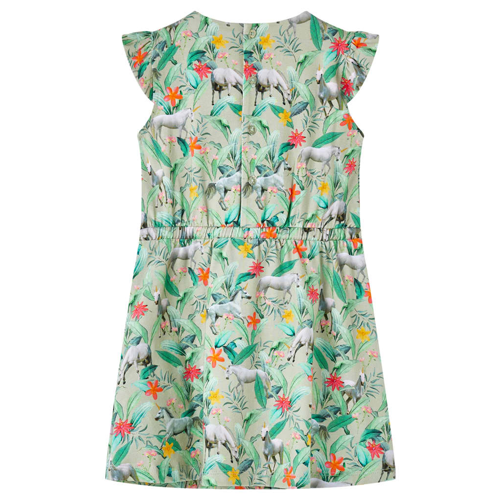 Rochie copii cu mâneci largi kaki deschis 140