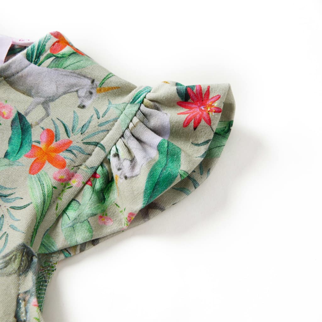 Rochie copii cu mâneci largi kaki deschis 140