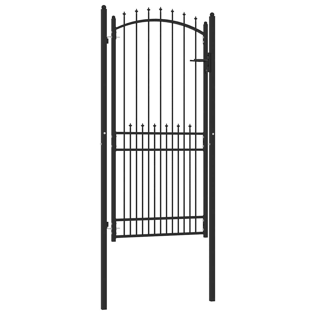 vidaXL Poartă de gard cu țepi cu blocare Negru 100 x 200 cm