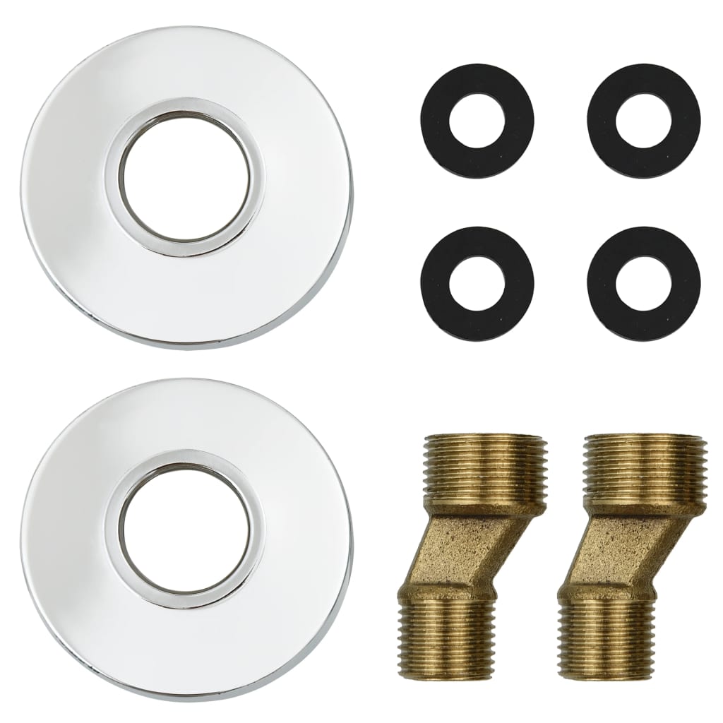 vidaXL Baterie cadă cu 2 robinete + Deviator duș de mână Chrome Retro vidaXL Baterie cadă cu 2 robinete + Deviator duș de mână Chrome Retro