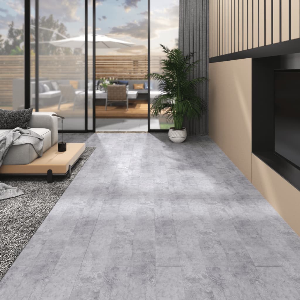 vidaXL Plăci de pardoseală autoadezive, gri ciment, 5,02 m², PVC, 2 mm vidaXL Plăci de pardoseală autoadezive, gri ciment, 5,02 m², PVC, 2 mm