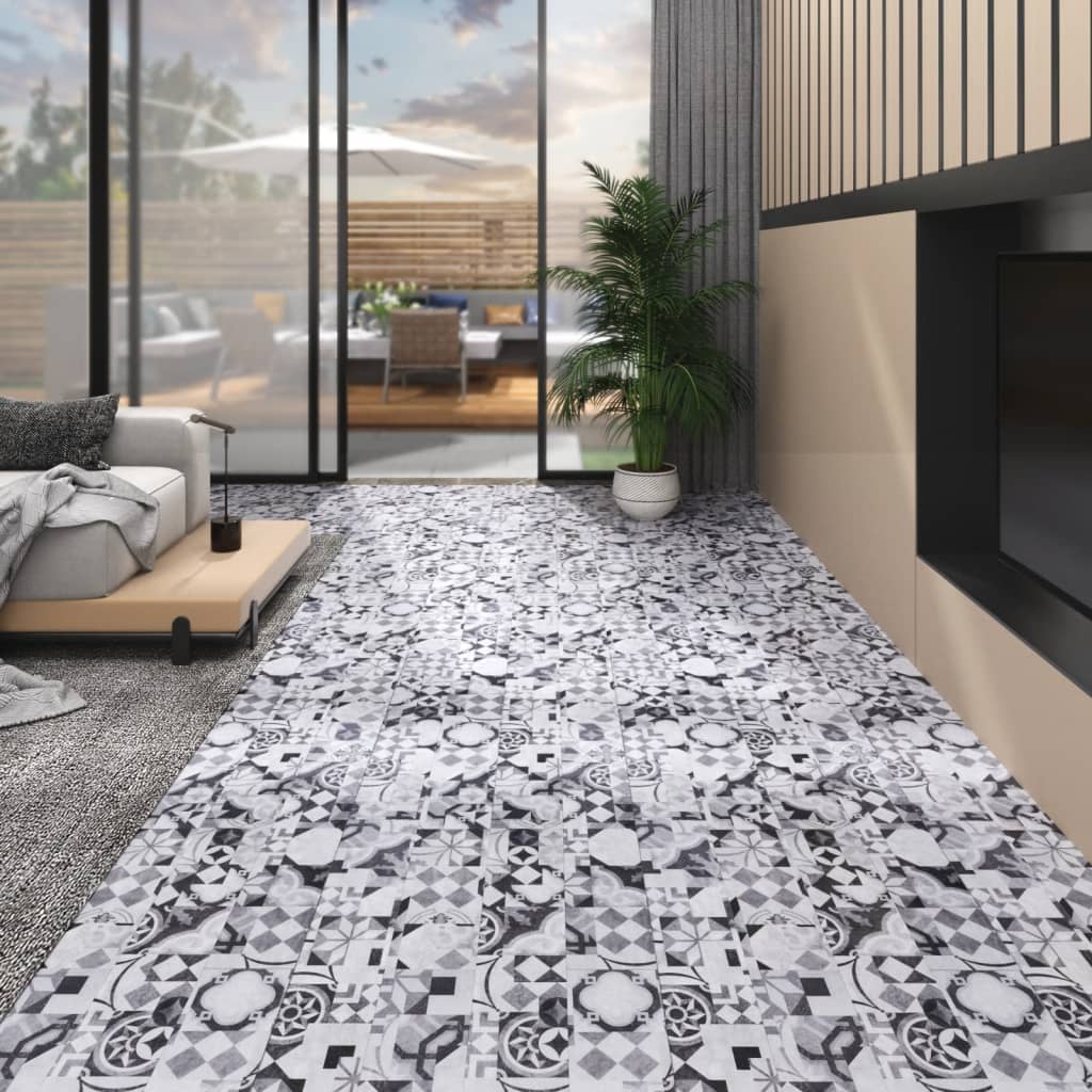 vidaXL Plăci de pardoseală autoadezive, model gri, 5,02 m², PVC, 2 mm vidaXL Plăci de pardoseală autoadezive, model gri, 5,02 m², PVC, 2 mm