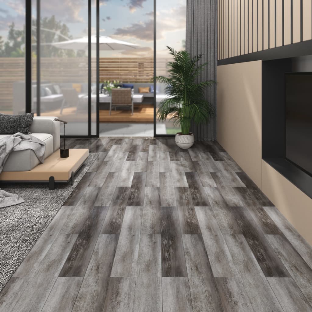 vidaXL Plăci de pardoseală, lemn cu dungi, 5,26 m², 2 mm, PVC vidaXL Plăci de pardoseală, lemn cu dungi, 5,26 m², 2 mm, PVC