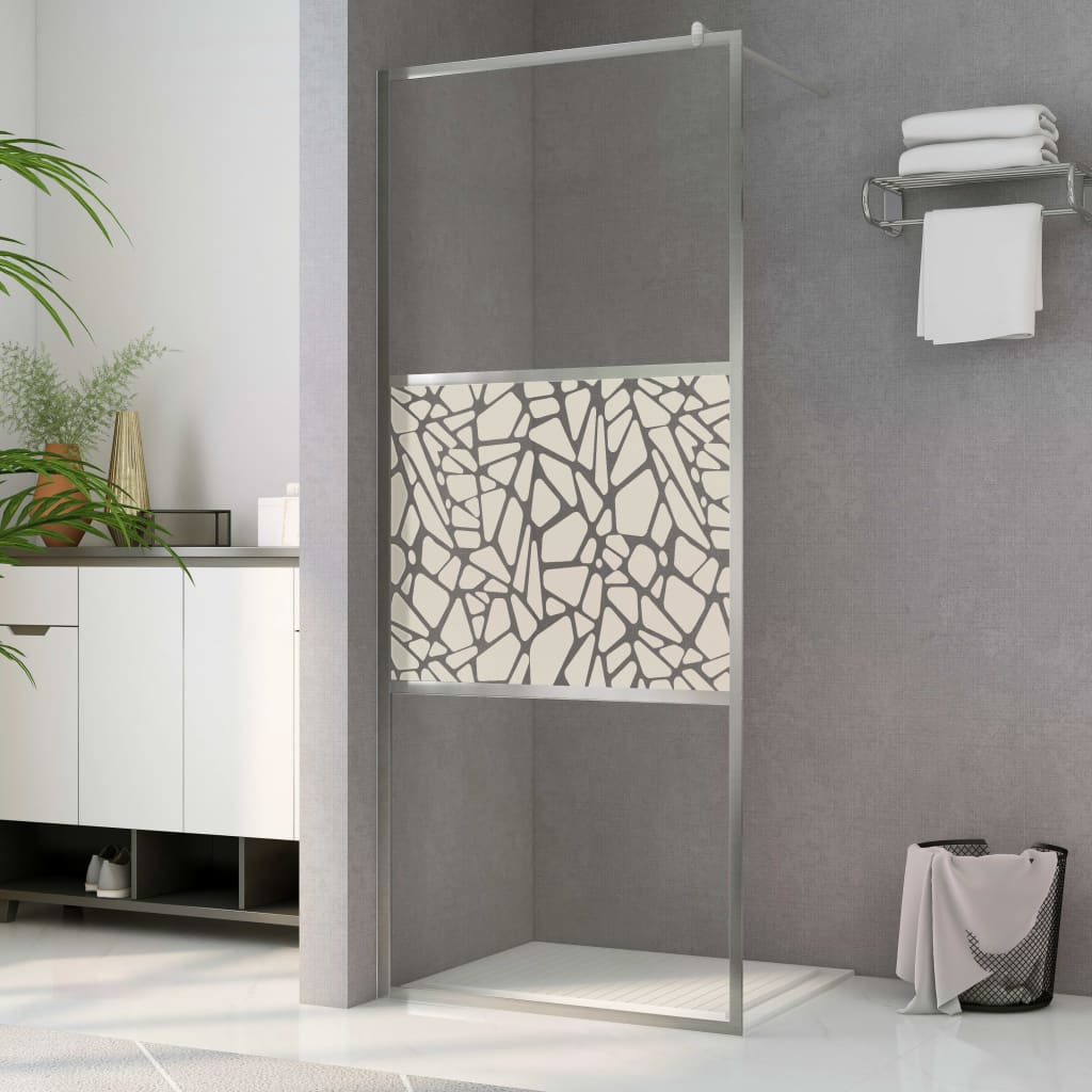 vidaXL Paravan de duș walk-in, 100 x 195 cm, sticlă ESG, model piatră vidaXL Paravan de duș walk-in, 100 x 195 cm, sticlă ESG, model piatră