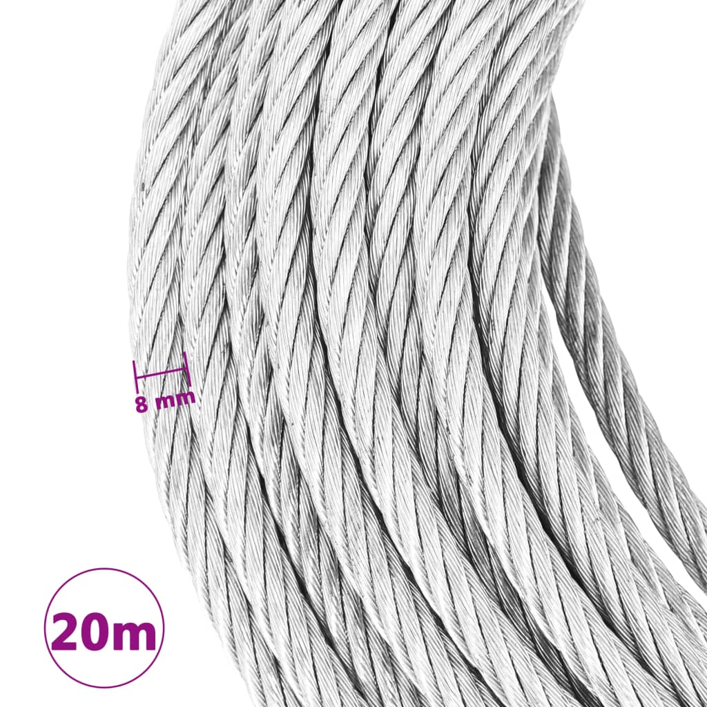 vidaXL Cablu din frînghie de sârmă 800 kg 20 m vidaXL Cablu din frînghie de sârmă 800 kg 20 m